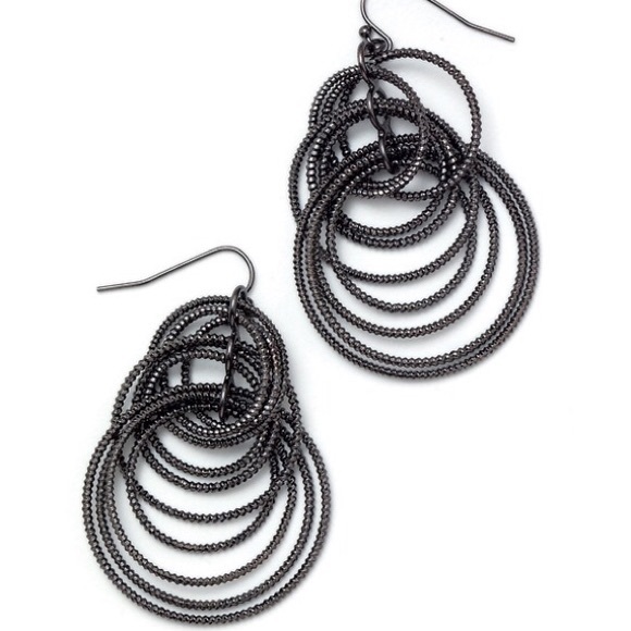 Lia Sophia Jewelry - Lia Sophia Voltage Dangle Hoop Earrings Hematite